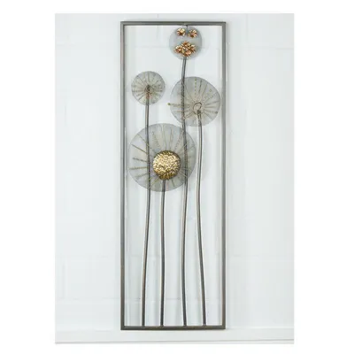 Produktbild von Gilde Metall Wandrelief Blume antik silber/gold 90 x 30 cm 69345