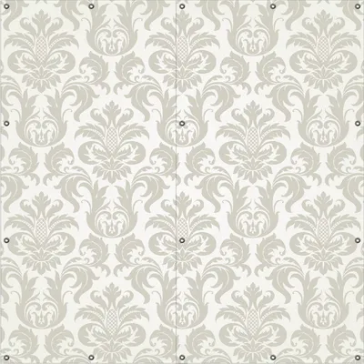 Produktbild von Wallario Outdoor-Poster für Garten oder Balkon, Motiv Königliche Schnörkelei in weiß und beige, in ca. 180 x 180 cm