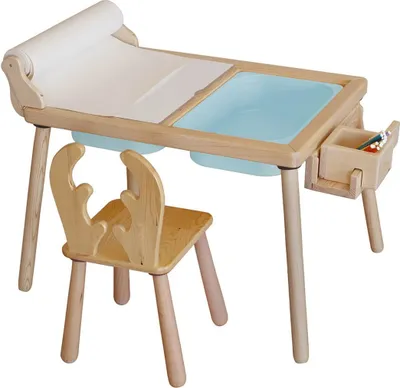 Immagine prodotto di Skye Decor, Roll and Chair - Blue, tavolo per bambini, blu, 100% PINO, 53 x 52 x 74 cm