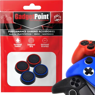 Produktbild von Thumbgrips - Thumb Grips voor PlayStation, PS5, Xbox X/S, One & Switch Pro Controller - Gaming Thumbgrips - Performance Anti-Slip Thumbsticks - Bescherming Accessoires - Zwart Blauw en Zwart Rood -