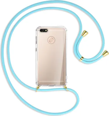 Produktbild von Handykette Backcover-Schutzhülle mit Band (Metall goldfarben) für Huawei P9 lite mini, Y6 Pro 2017 - himmelblau