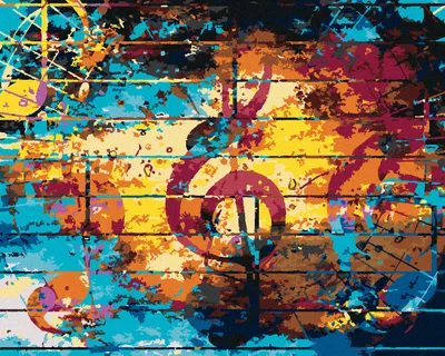 Produktbild von Zuty - Malen nach Zahlen - FARBCOLLAGE MIT VIOLINSCHLÜSSEL, 40x50 cm, mit Keilrahmen (bereits gespannt)