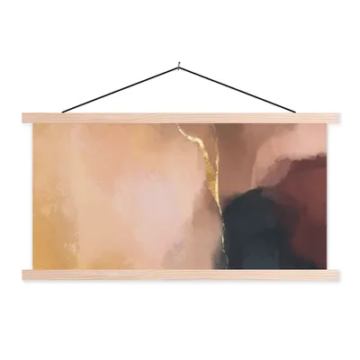 Produktbild von MuchoWow® Textilposter Abstrakt - Malerei - Pastell 60x30 cm mit holzfarbenen Rahmen - Dekoration