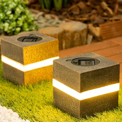 Produktbild von Solar Außen Stein Solarstein 12 cm LED Solarleuchte IP44 wetterfest Dekorative Solarlampe Außenlampe Standleuchte Steine Wegleuchte Warmweiß