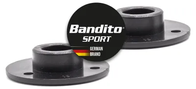 Produktbild von Flanschlager Bandito für 16 mm Kickerstange. 3-Loch Ausführung, zum Schrauben Außenwand Kickertisch, Ersatz Gleitlager rund 52 mm, schwarz, Set 2 Stück