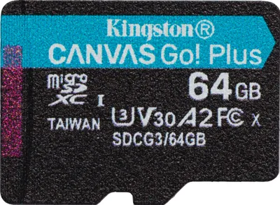 Zdjęcie produktu dla Kingston Technology Canvas Go! Plus , 64 GB, MicroSD, Klasa 10, UHS-I, 170 MB/s, 70 MB/s