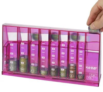 Münzsortierer von HMF mit 24 cm Breite in Pink