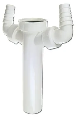 Produktbild von Verstellrohr 1 1/2"x40mmØ mit 2 Geräteanschlüssen für Spülbeckenablaufsiphon Waschmaschine, KI-generiertes Bild