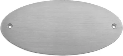 Produktbild von Metallschild »Edelstahlschild, oval - 130 x 61 x 4 mm - Form B«, Edelstahl, oval, Innen- und Außenbereich