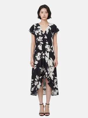 Produktbild von Roberta Rossi Damenkleid Militärgrün Blumenmuster 100% Viskose Verde Militare UNICA VS 136-Military