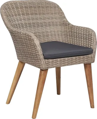 Produktbild von vidaXL Gartenstühle mit Polstern 2 Stk. Poly Rattan Braun