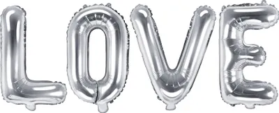 Produktbild von Aluminiumfolienballon Buchstaben LOVE Silber 140 x 35 cm - Einheitsgröße