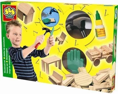 Immagine prodotto di Set per lavorazione del legno, SES Creative Hobby Blue, set creativo per bricolage, favorisce lo sviluppo delle capacità motorie fini, dai 5 anni in su