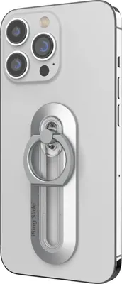 Produktbild von iRing Handyringhalterung finger - Handyring Abnehmbar - Schiebefunktion - Neigung und Drehung - Gletscher Silber -- Universel