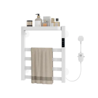 Produktbild von Puluomis Heizkörper Elektrisch Badheizkörper mit Timing Thermostat, Handtuchtrockner Handtuchwärmer 395 x 470mm Badheizkörper Handtuchhalter 72W Weiß