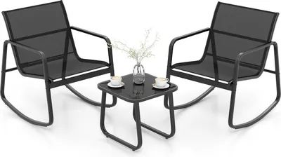 Produktbild von COSTWAY 3tlg. Gartenmöbel Set, Balkonset mit sanfter Schaukelbewegung, Gartengarnitur, Sitzgruppe