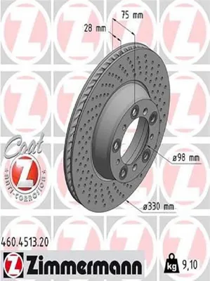 Produktbild von ZIMMERMANN Bremsscheibe Hinten Rechts für PORSCHE 911 Coupe (992) 330mm 460.4513.20