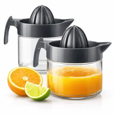 Produktbild von Zitruspresse 2er Set Zitronenpresse Manuell Saftpresse Orangenpresse Anthrazit
