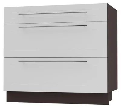 Productafbeelding van Ladekast KVANTUM, gedeeltelijk uittrekbaar, 90 cm. Kleur van het kastframe en de deuren naar keuze (Q-D3M/90), mat wit, lava