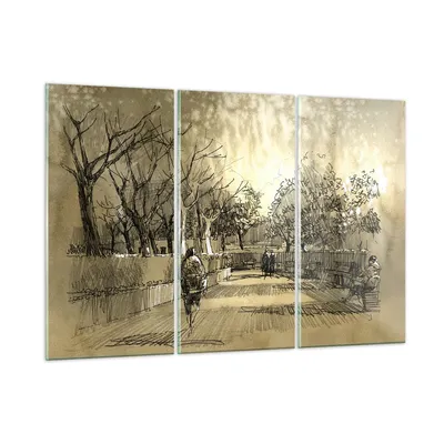 Produktbild von Bilder auf glas - Park Spaziergang Baum - 165x110cm - Glasbilder - Wandbilder - Kunstdruck - zum Aufhängen bereit - Wanddekoration aus Glas - Glas Bilder - Wandbild auf Glas - GCE165x110-3758