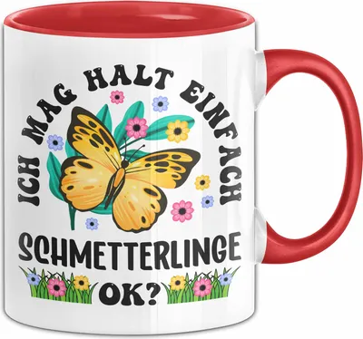 Produktbild von Schmetterling-Liebhaber Tasse Geschenk Ich Mag Halt Einfach Schmetterlinge Ok Geschenkidee Geburtstag Kaffee-Becher (Rot)