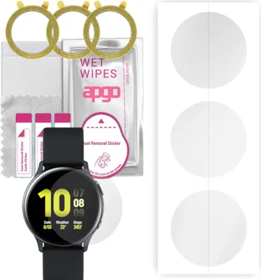 Produktbild von apgo 3 Stück Schutzfolie, klar, kompatibel mit Samsung Galaxy Watch Active 2 40mm Smartwatch, Hydrogel Displayschutzfolie mit Positionierhilfe, Displayfolie, robust und kratzfest