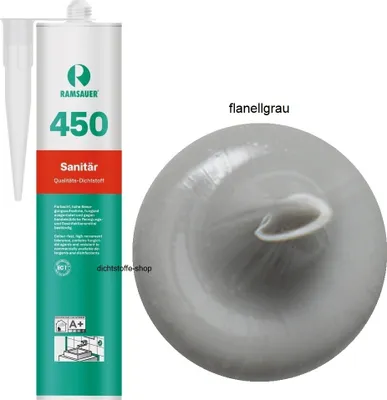 Produktbild von Ramsauer 450 Sanitär 1K Silikon Dichtstoff 310ml Kartusche flanellgrau