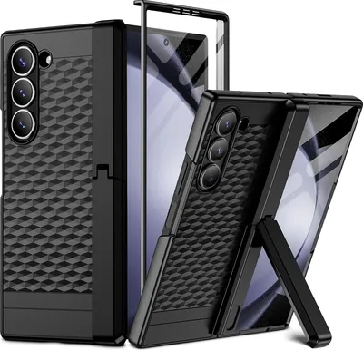 Produktbild von Handyhülle für Samsung Galaxy Z Fold 6 Militärischer Hülle mit Displayschutzfolie und Ständer, Scharnierschutz Schwarz