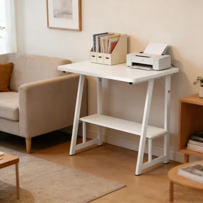 Produktbild von Klein Schreibtisch mit Regal,Kompakt Computertisch Büromöbel PC Tisch Arbeitstisch für Home Office/Büro 80x50x73cm | Einfache Montage