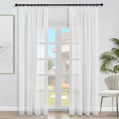 Zdjęcie produktu dla Solidchoice - 2 sztuki białych, zasłonkowych firanek, 140 x 230 cm