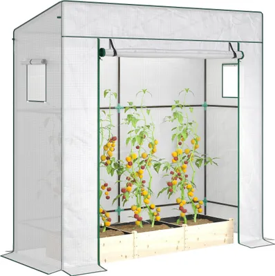 Produktbild von Gartengewächshaus - Kleines Gewächshaus - Mit Netzfenstern - 196×77×197 cm - Weiß