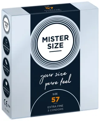Produktbild von MISTER SIZE 57, Männliches Kondom, weich, Transparent, Latex, CE 0120 / ISO 4074, 57 mm