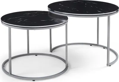 Produktbild von Couchtischset ’Skagen’ im 2er Set Marmor, schwarz / Silber