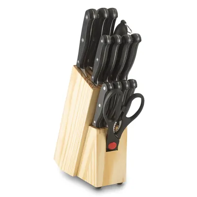 Produktbild von Echtwerk Basic Messerblock Set, 14-tlg., Messer Block, Küchenmesser, Schere, Kochmesser, Stahl / Holz, EW-SM-0199B