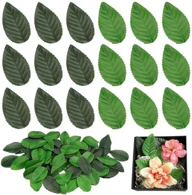 Immagine prodotto di 200 foglie artificiali, foglie artificiali verdi, foglie per composizioni floreali fai da te, decorazioni per la casa, progetti artistici fai da te