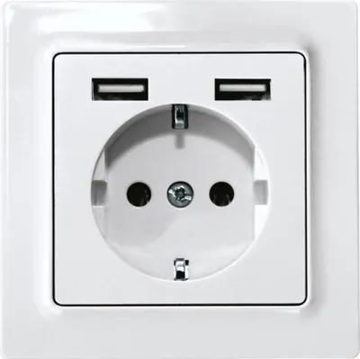 Produktbild von Eltako Schutzkontakt-Steckdose DSS55E+2xUSBA-wg reinweiß glaenzend