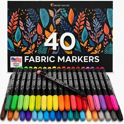 Productafbeelding van Textielmarkers - Textielstiften - Set van 40 - Niet-giftig - Onuitwisbaar en permanent textielvilt met fijne punt - Ideaal voor T-shirts