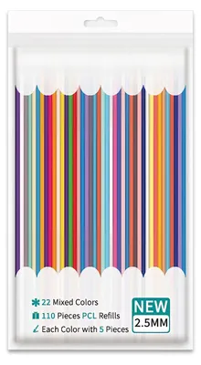 3D-Pen-Filament-Set, 110 Stück, 22 Farben, 2,5 mm, PCL