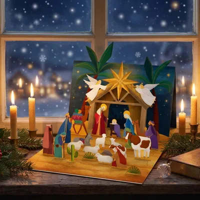 Produktbild von Pop-Up Adventskalender Weihnachtskrippe Weihnachtskalender Krippe
