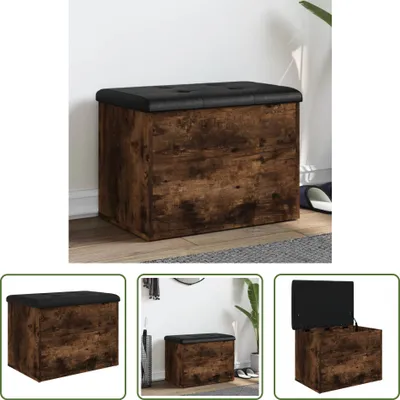 Obrázok produktu pre The Living Store Lavica s úložným priestorom údený dub 62x42x45 cm materiál na báze dreva