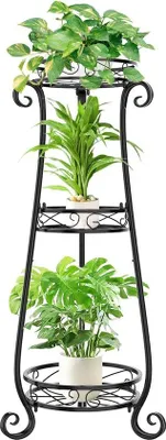 Image de Support à plantes à 3 niveaux, 87 cm, noir, d'intérieur