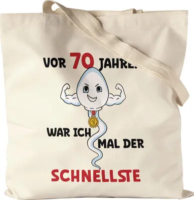 Produktbild von Vor 70 Jahren War Ich Mal Der Schnellste Jutebeutel Stoffbeutel Canvas Happy Birthday Glückwünsche 70. Geburtstag Let's Party