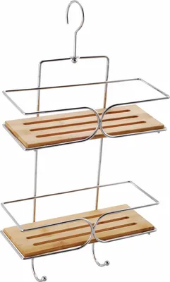 Produktbild von Praktische Duschablage ohne Bohren - Metall und Holz - Bambusfarbe