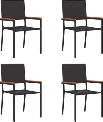 Image de vidaXL Chaises de jardin empilables, lot de 4, noir et marron, 54 x 56 x 90 cm