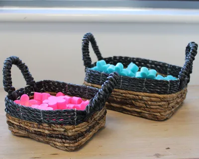 Productafbeelding van Bananenblad en Hitam Raffia vierkante mand - Set van 3