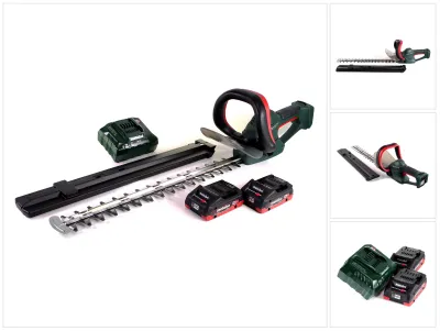 Zdjęcie produktu dla Akumulatorowe nożyce do żywopłotu Metabo AHS 18-55 V 53 cm ( 600463800 ) + 2x akumulator 4,0 Ah + ładowarka