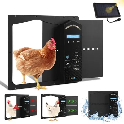 Produktbild von Peviasot Automatische Seitlich öffnende Tür Hühnerklappe Solar mit Zeit, Aluminiumlegierung automatische Hühnerklappe, elektrische Hühnertür kältetauglich | LCD
