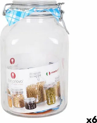 Obrázek produktu pro Skleněná dóza Borgonovo 33216 Vzduchotěsná průhledná 3,1 l 13 x 13 x 24 cm (6 kusů)