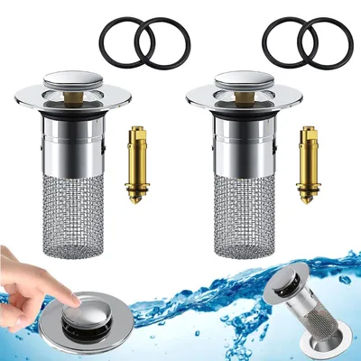 Produktbild von 2 Ablassstopfen für 34–40 mm Pop-up-Ablaufsiebe, Ablassstopfen, Siebstopfen mit Haarfilter