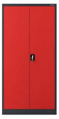 Produktbild von Aktenschrank mit Geheimfach Metallschrank Büroschrank Stahlblech Pulverbeschichtung 185 cm x 90 cm x 45 cm Farbe: anthrazit-rot